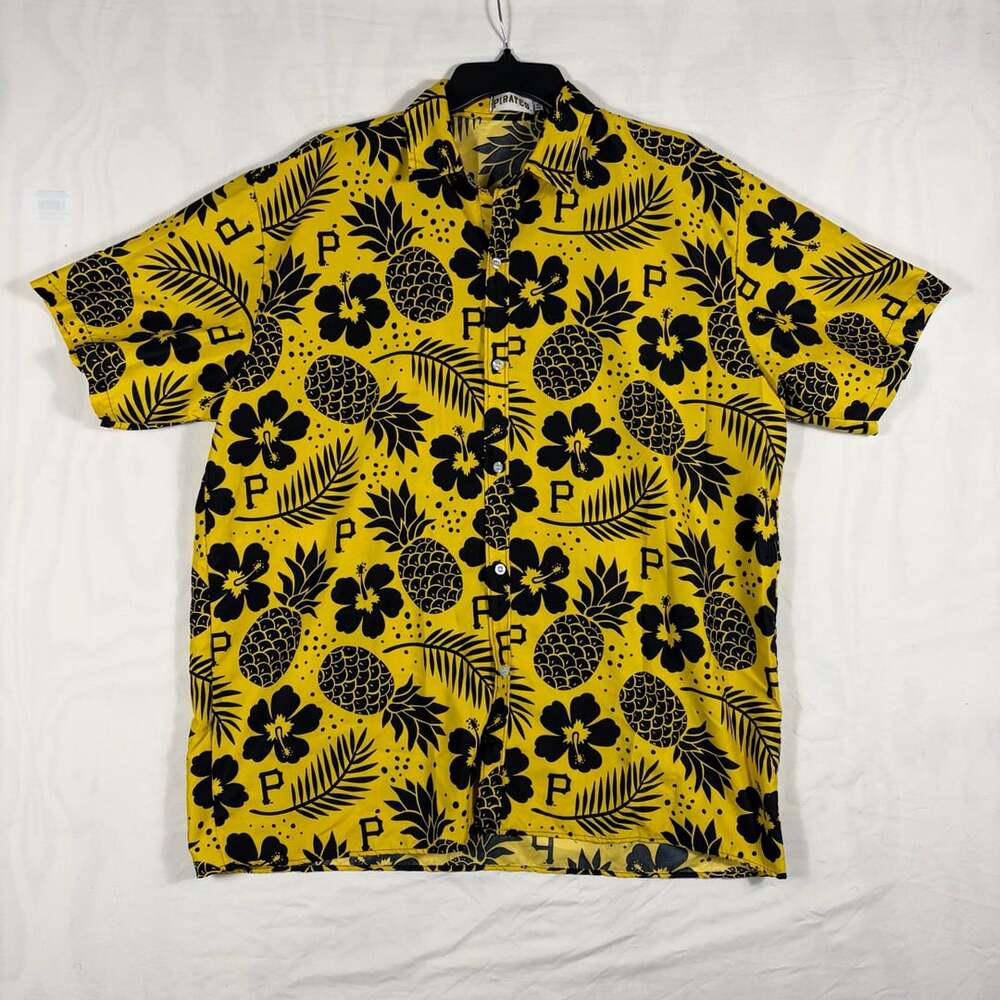 Pittsburgh Pirates Hawaiian Shirt Size AXL Yellow Black Pineapple